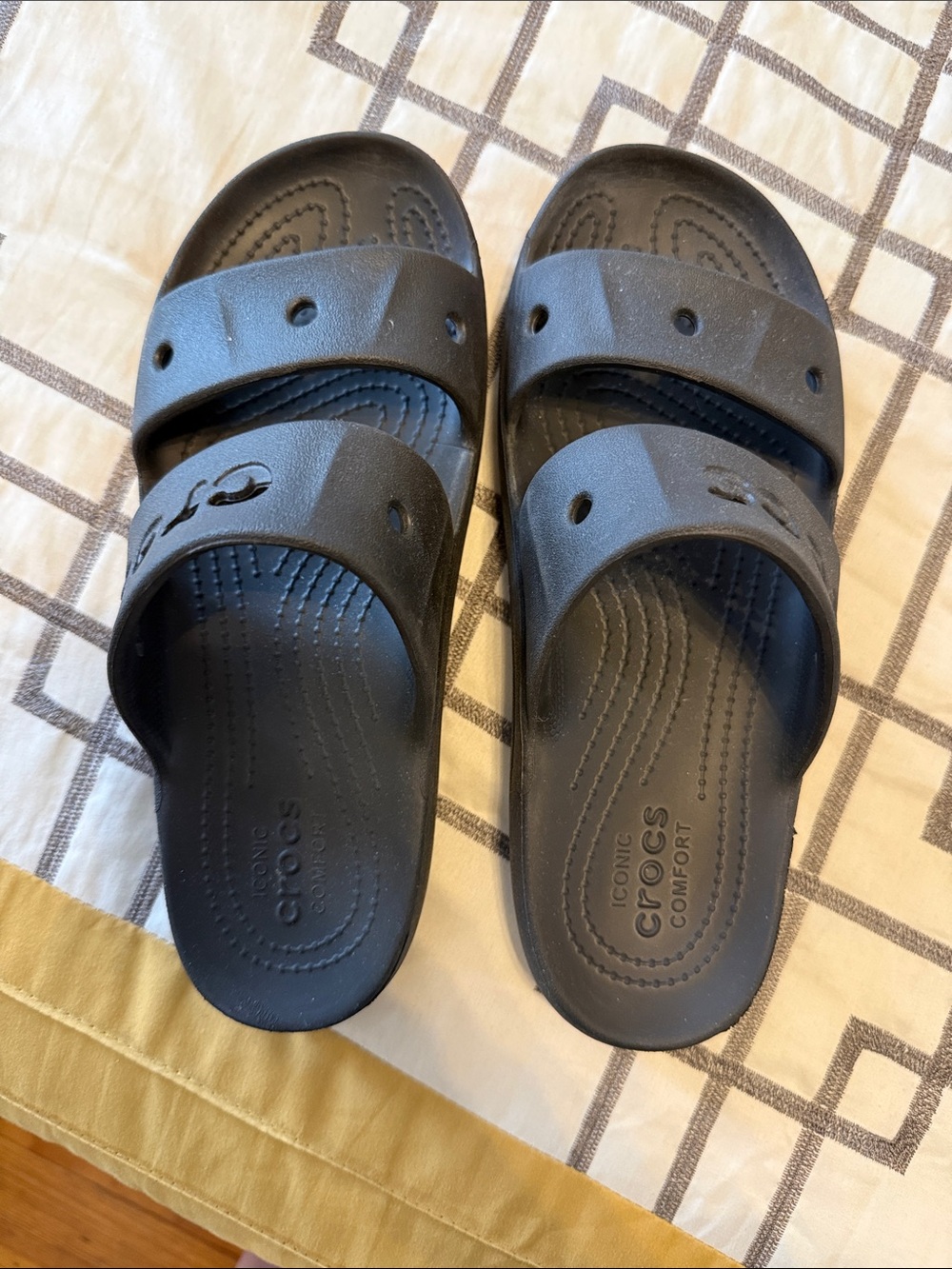 CROCS Black Dual-Strap Slide Sandals